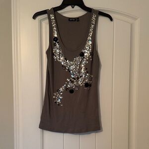 Apt. 9 Women's Sequin Embellished Gray Tank Top